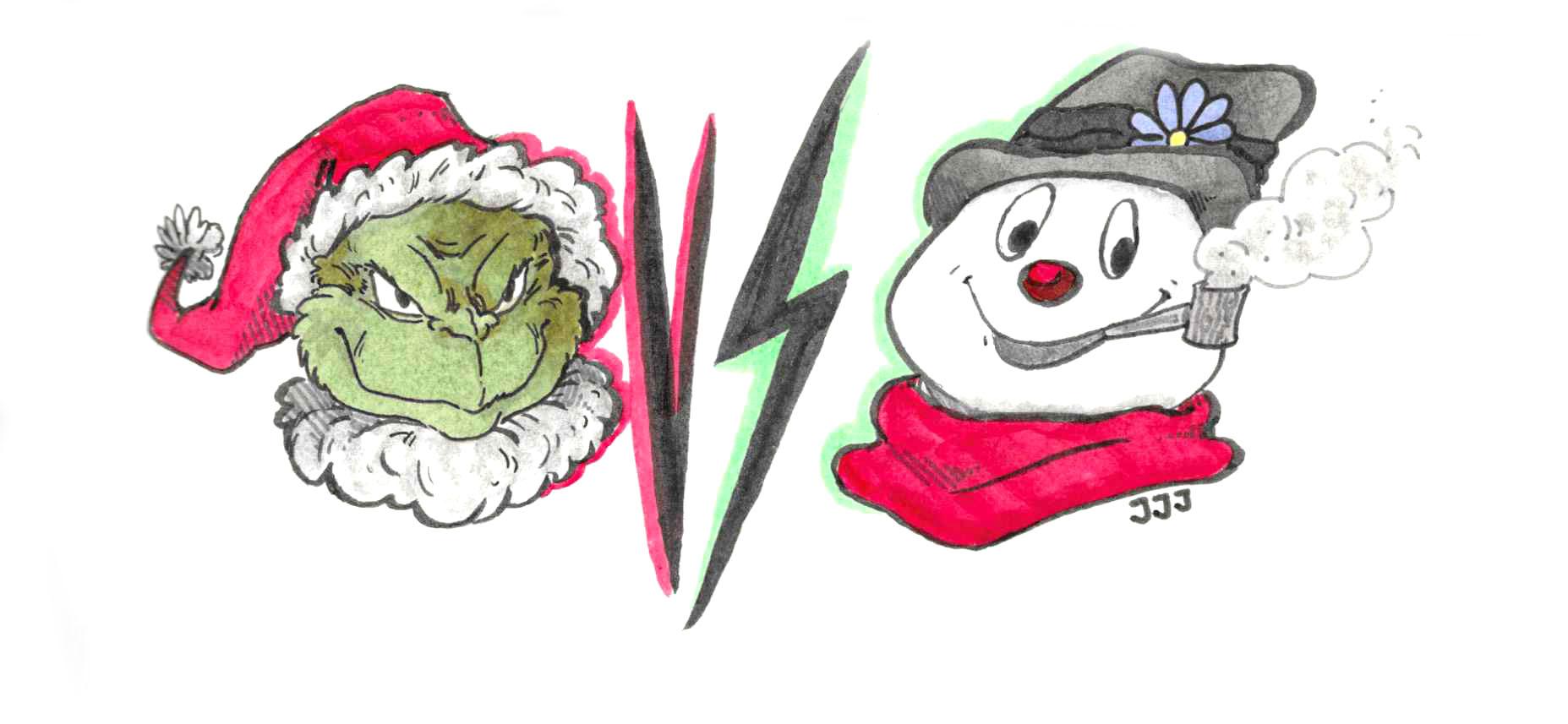 The Grinch and Frosty the Snowman battle it out atop the Burj Khalifa.