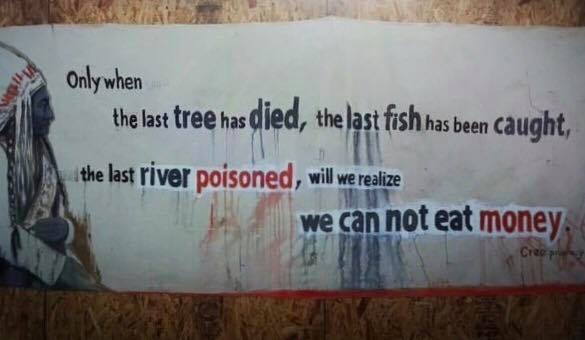 A sign located at the Standing Rock reservation. Image provided by Jake Larson.