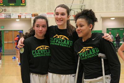 Luisa Potestio, Elena Matt, and Tynesha Parnell before their last home game