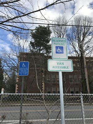 Five new parking dpotd reserved for those with disabled parking permits were added to the Cleveland parking lot.