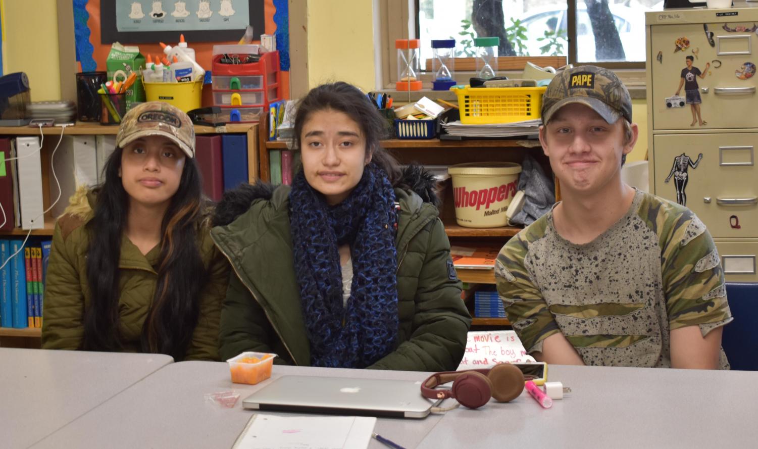 (Left to right) Melissa Carrasco-Casillas, Jessica Pineda, and Jaden Lee sitting together in their Transitional Skills class. Mckenzie Potter-Moen photo.