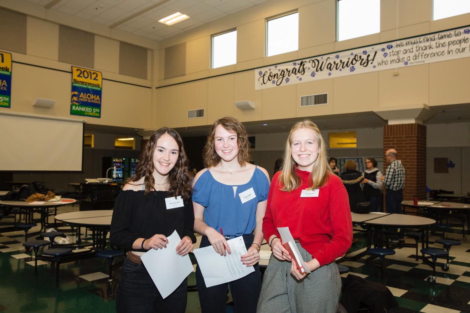 Juniors Samantha Lyon, Georgia Baker, and Eliza Herring (right to left) are joining the fight against cancer. Photo provided by Georgia Baker.