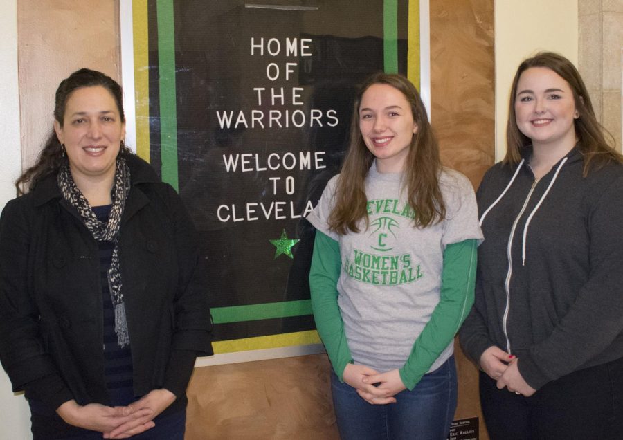 Principal Ayesha Freeman, Elise Anderson and Sydney Toops at the "presentation" ceremony Feb.  20