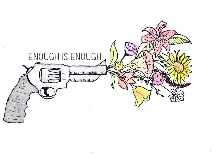 One of sophomore Katie Hills illustrations in the new book Enough is Enough by Michelle Roehm McCann.