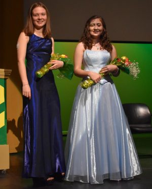 Pearl Cook and Zoey Weesner at the Rose Princess Assembly