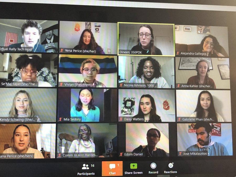 2020 youth organizers & rally participants during the virtual rally Earth Day live stream 