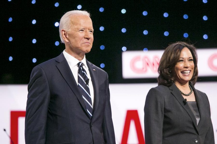 Joe Biden next to Running Mate Kamala Harris, Photographer: Anthony Lanzilote/Bloomberg © 2019 BLOOMBERG FINANCE LP