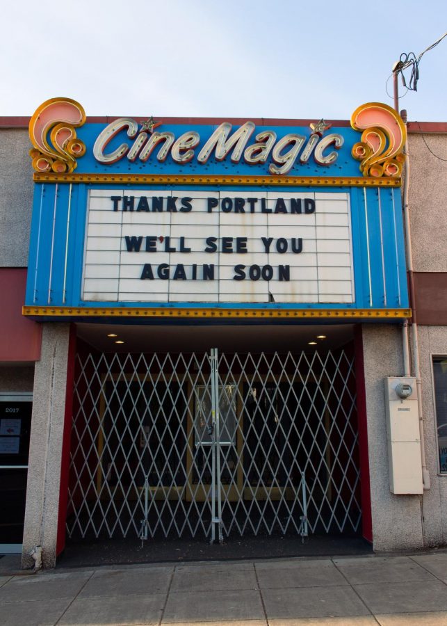 A theater on Hawthorne that had recently closed because of quarantine last spring