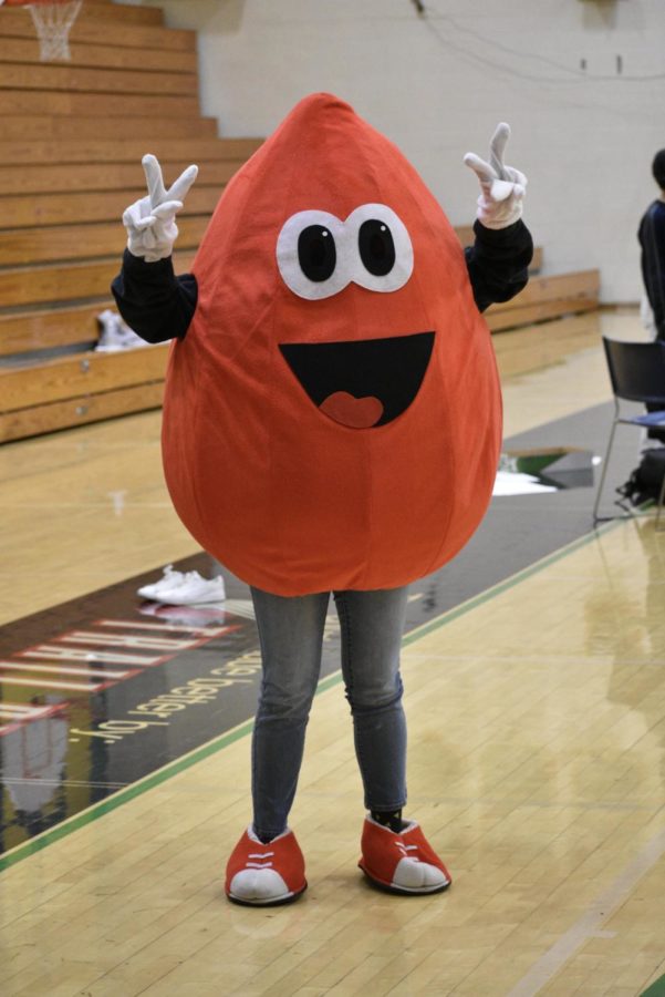A Cleveland student advertises the blood drive held in the gym on Sept. 29.