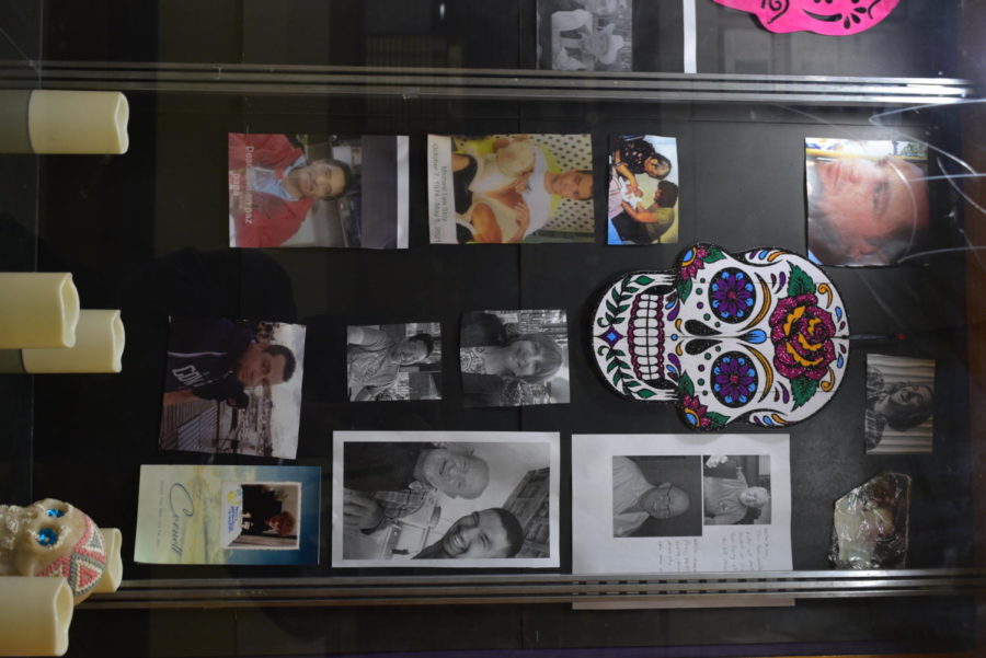 A Day of the Dead shrine memorializing those close to students and teachers who have passed away, in the main hall.