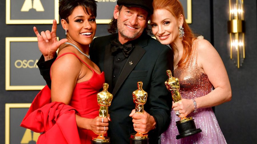 Ariana Debose, Troy Kotsur, and Jessica Chastain