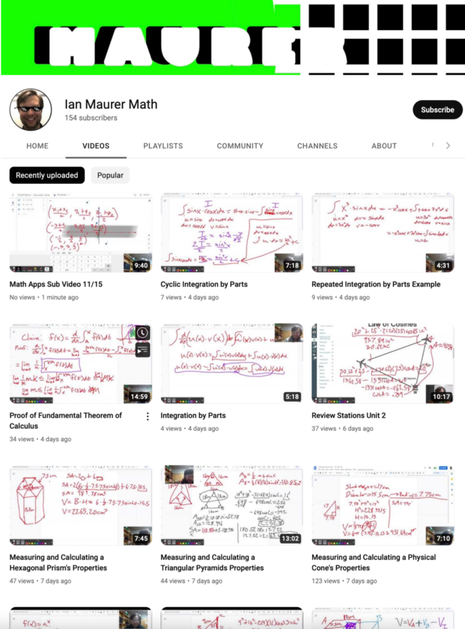 A screen shot of Ian Mauers YouTube channel, which helps students with their math.
