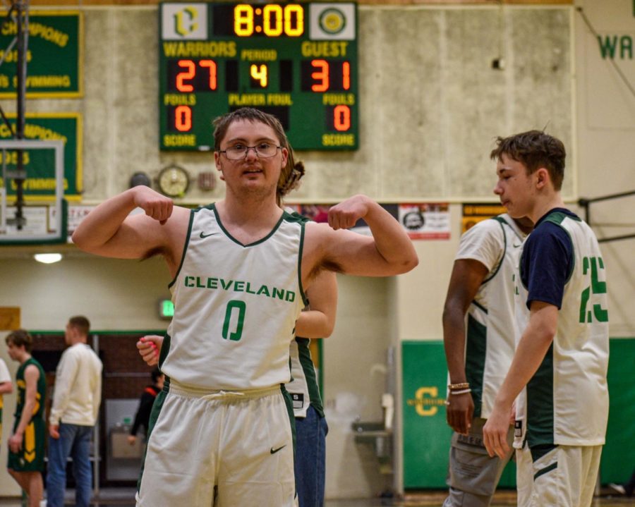 Thomas Gibson gets pumped up and enjoys the moment at the start of the fourth quarter in the first game of the year.