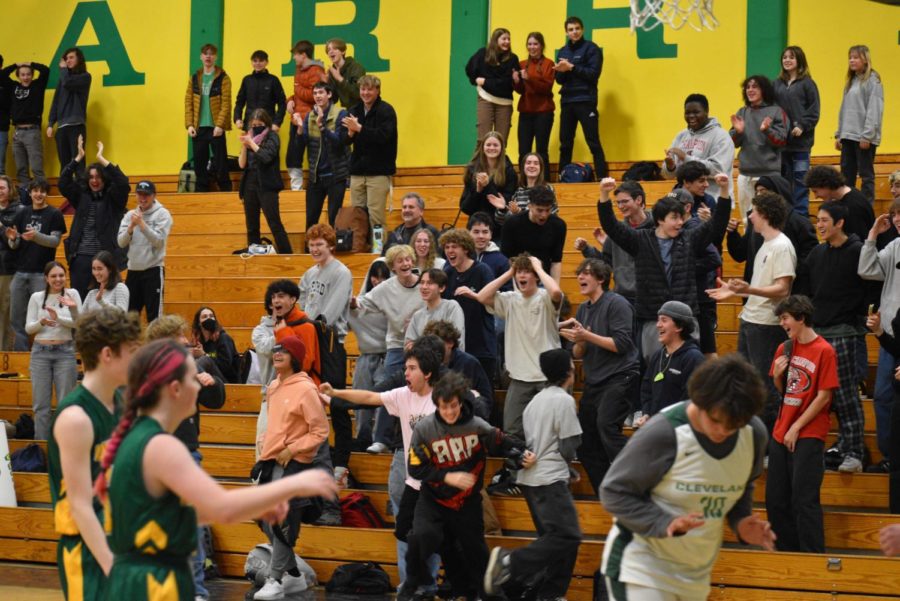 The crowd goes wild after Thomas Gibson makes a bucket to put the Unified team in the lead in the last minutes of a close game.