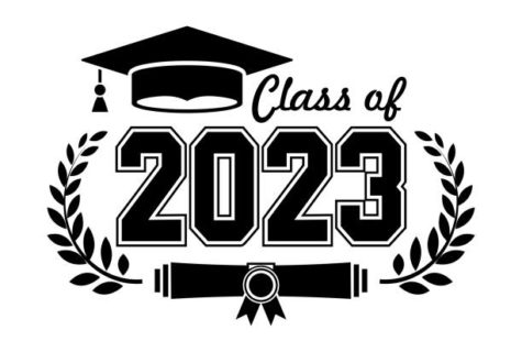 2023 class graduate. The concept of decorate congratulation for school graduates. Design for t-shirt, flyer, invitation, greeting card. Illustration, vector