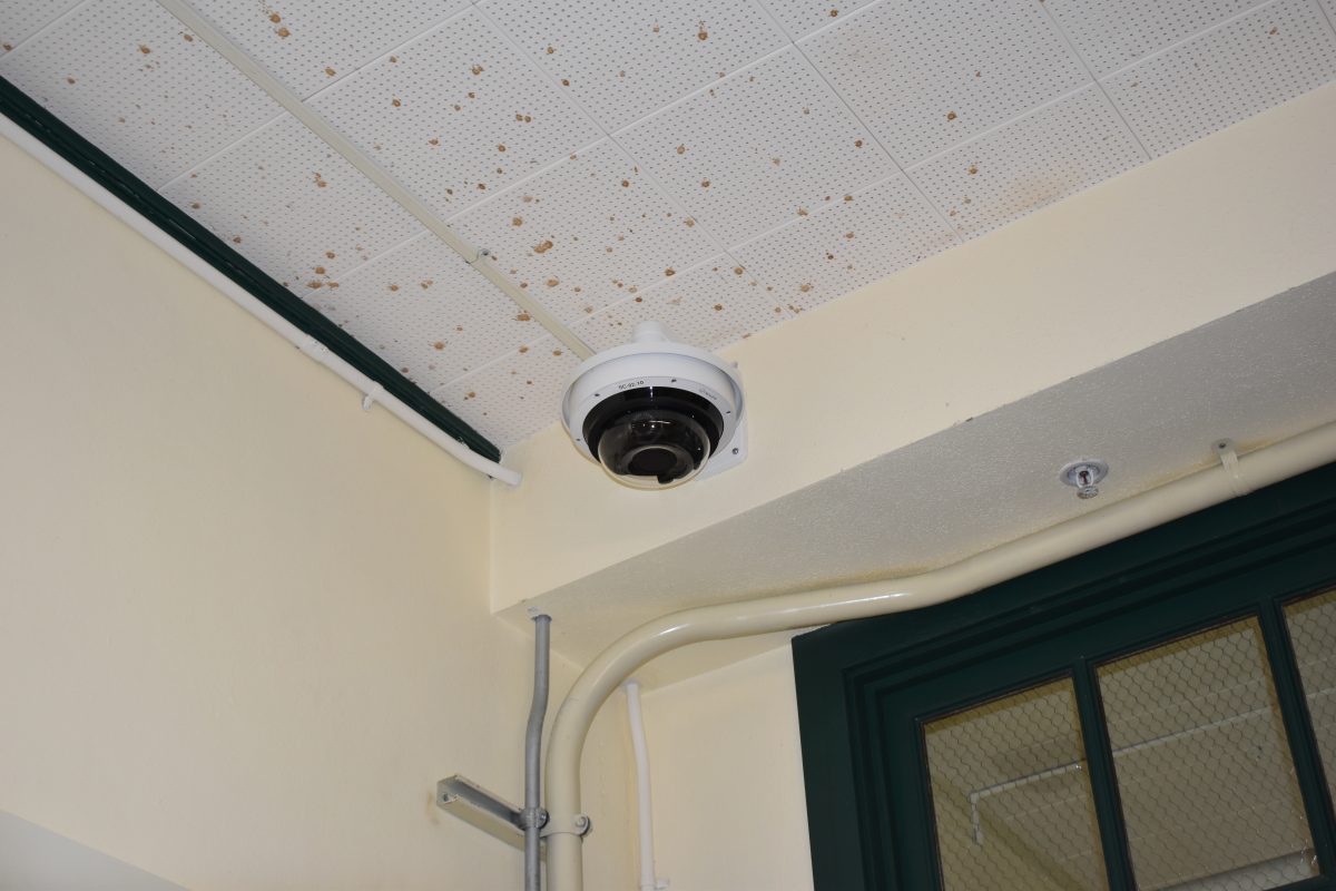 Workers have been installing security cameras throughout the school, most recently on the main hall.