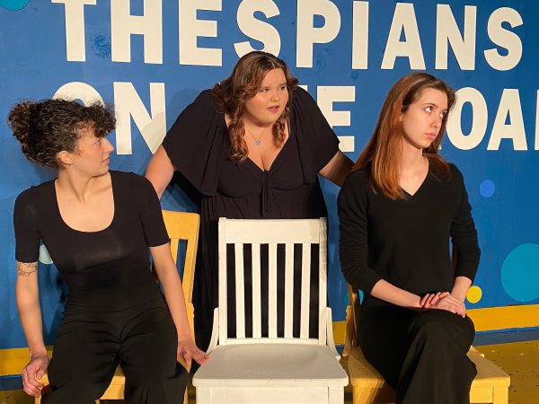 From left to right: Adelaide Bracewell-Stokes, Maddison Easlon, and Moxley Cross displaying their act for the Thespians Showcase.