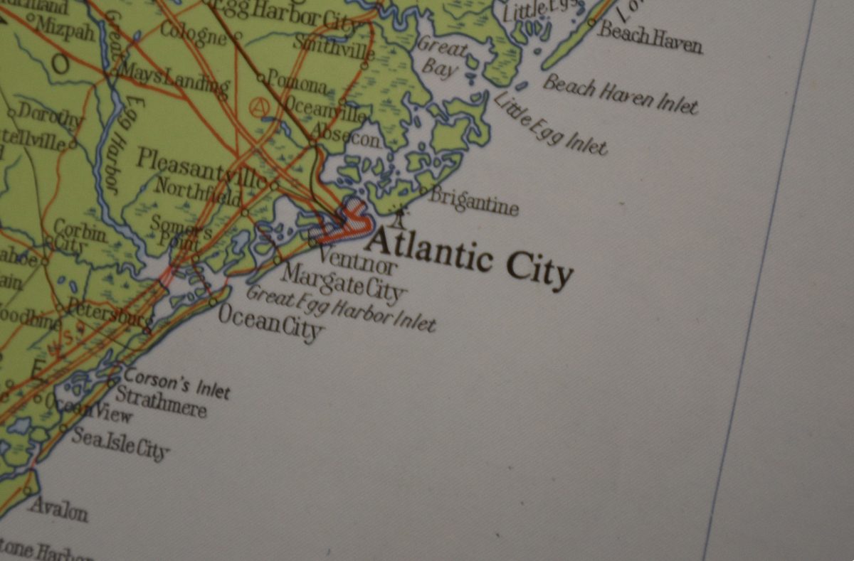 Map of the coast around Atlantic City