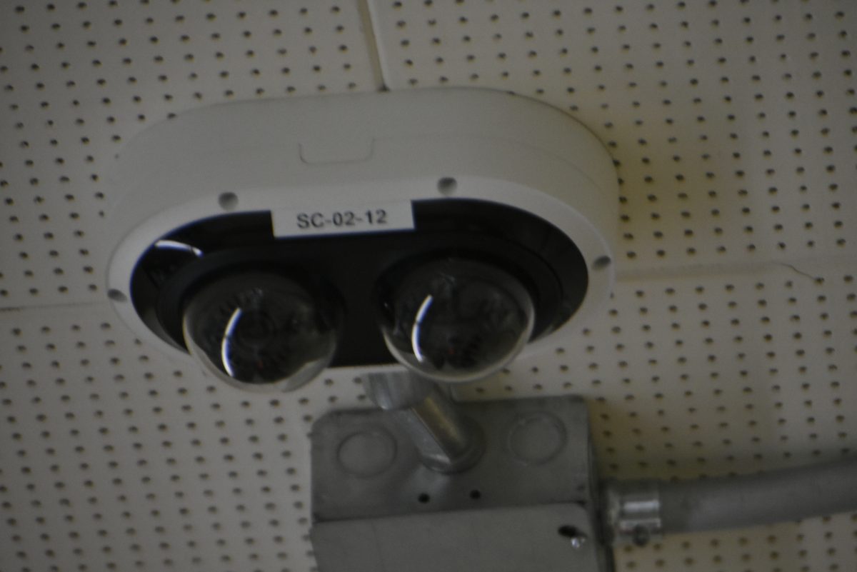 Workers+installed+two+cameras+on+Feb.+1+on+the+main+floor+in+the+Northeast+corner+of+the+school.+