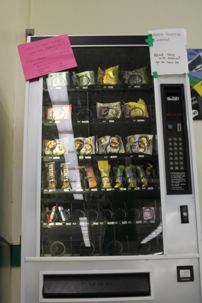 The new vending machine towers in the cafeteria