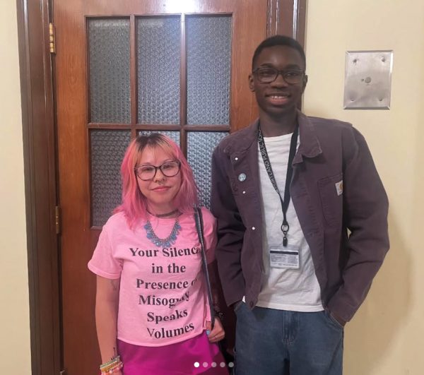 Senior Phia Ruiz and Student Representative JJ Kunsevi at the Healthy Masculinity Club workshop. 
Photo courtesy of CARE Instagram.