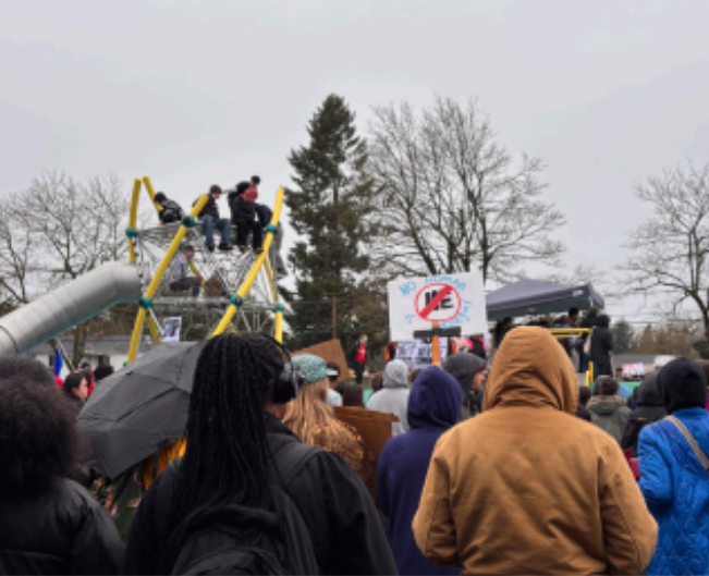 Students from across the PPS district came together to strike in protest against ICE.